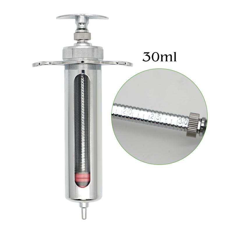 1pcs Reusable Stainless Steel Syringe Hypodermic Veterinary Animal Syringe for Pig Cattle Sheep Injector Vet Tools Farm Supplies