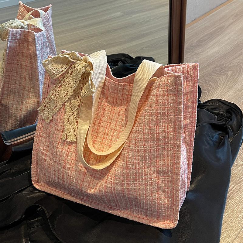 Large Capacity Canvas Bag for Women Japanese Ins Class Commuting Shoulder Bag Summer Versatile Souvenir Handbag