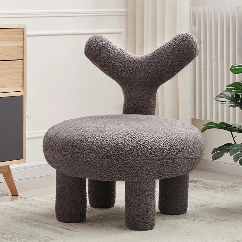 Nordic Lamb Wool Leisure Armchair - Fabric Low Stool for Living Room/Bedroom/Lazy Space