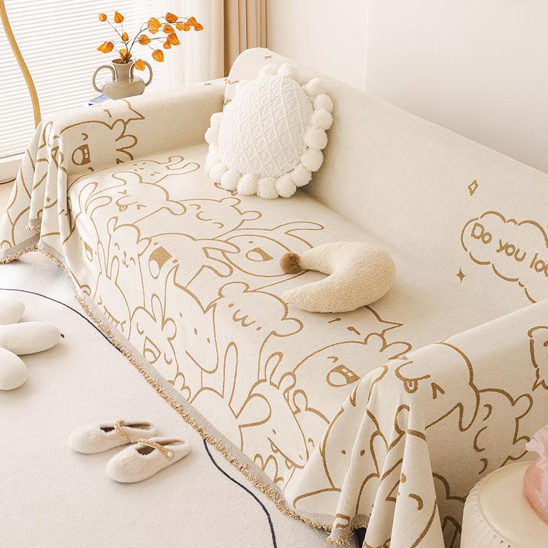 Chenille Sofa Towel Full Cover Cloth Cartoon Creative Sofa Slipcover All-Inclusive Universal Cover Non-Slip Anti-Scratching Sofa Cushion Blanket
