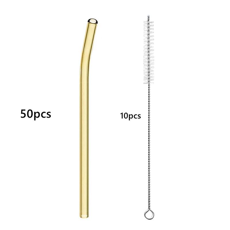 50PCS 20cm Reusable Straws Glass Drinking Straws Multi-color Eco-Friendly Straws for Cocktail Smoothies Bar Accessory Barware