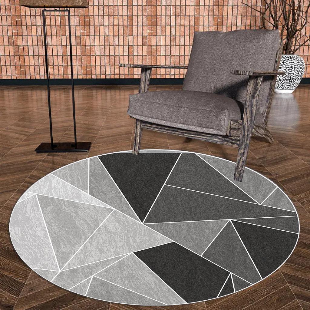 INS Moderne Grijze Ronde Vloerkleed voor Woonkamer Grote Maat 200x200 Wasbaar Antislip Tapijt Kinderkamer Decoratie Hangstoel Mat 80cm 31.4 in