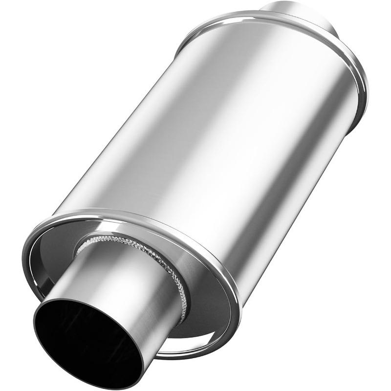 2.5 inch 304 Stainless Steel Muffler with Ultra Quiet Resonator for HighPerformance Exhaust Systems Universal Silver Oval Desig