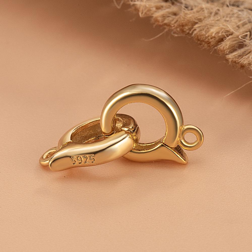 18K Gold & 925 Silver Double Circle End Clasp Charms for DIY Bracelets & Necklaces