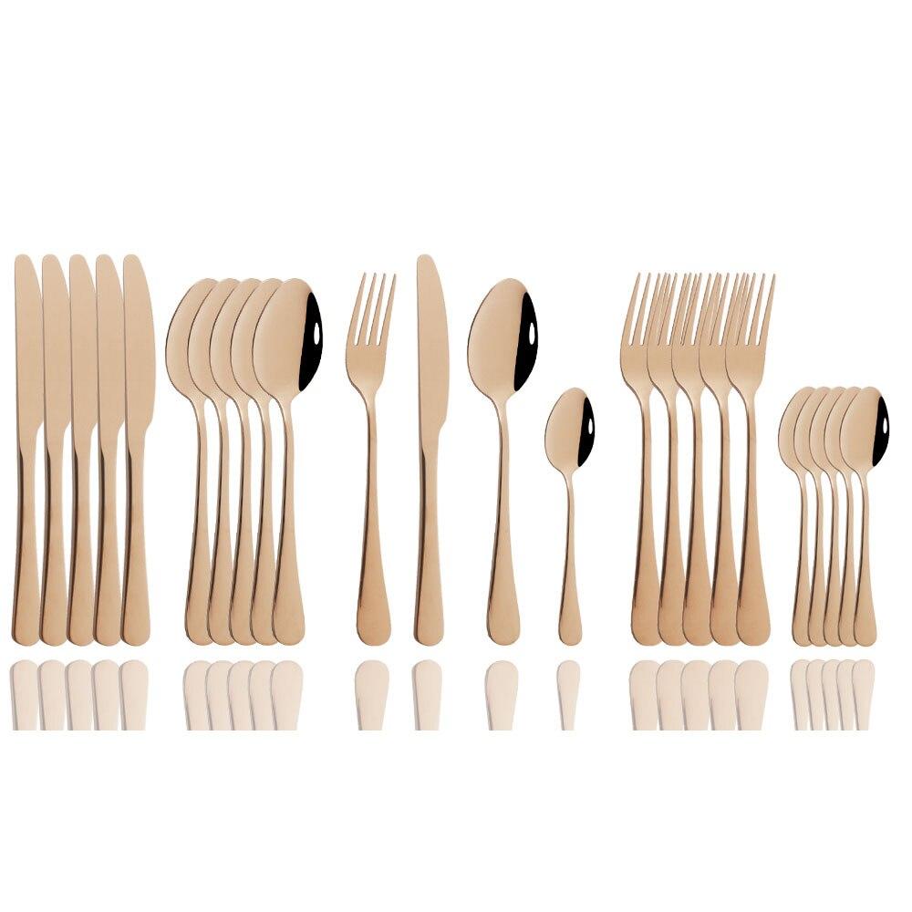 24Pcs Mirror Polished Blue Cutlery Set Stainless Steel Dinnerware Set Knife Fork Coffee Spoon Tableware Set Kitchen Dinner Silverware Set