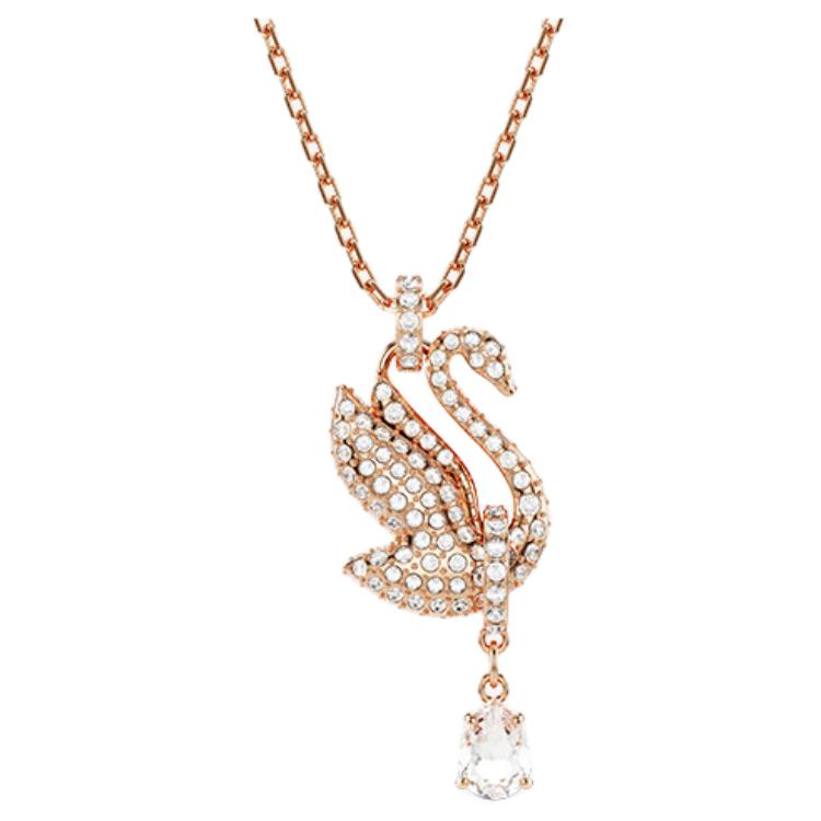 Swarovski Swan Crystal Pendant Necklace Women necklace Rose-Gold 5714903 Box (Random Color)