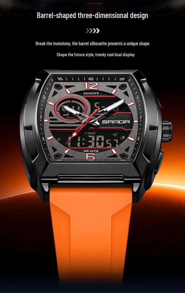 SANDA Men's Multifunctional Sports Watch - Dual Display, Waterproof, Casual & Versatile.
