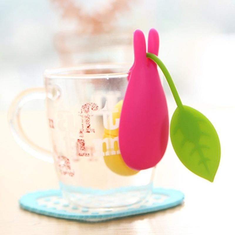 Fashion Silicone Gel Rabbit Shape Tea Bag Infuser Holder Rabbit Teas Bags Holder Retainer Random Colors Mug Accessory Gift