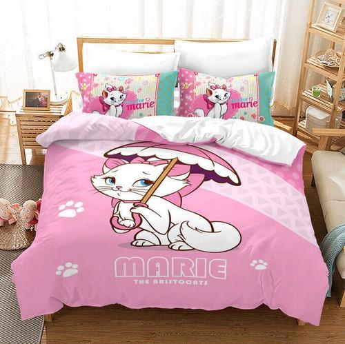 

3D Marie Cat Bedding Set Quilt Duvet Cover Pillowcase Bedroom Single Double Gift UK SINGLE 135x200cm