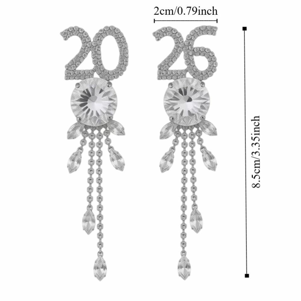 2026 Pendant Rhinestone Tassel Earrings Jewelry Number Earrings  Valentine's Day Gift