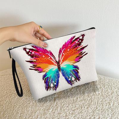 New Colorful Butterfly Makeup Bag Home Zipper Toilet Storage Bag Student Stationery Pencil Bag