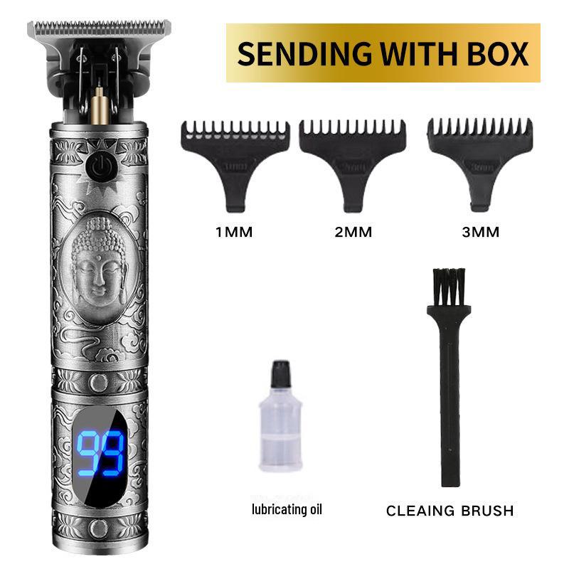 

Перезаряжаемая электрическая машинка для стрижки волос - Oil Head Carving & Bald Razor Buddha Head LCD Model
