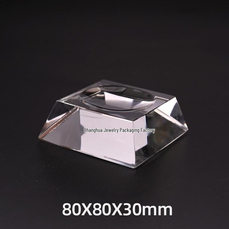 Transparent Trapezoidal Crystal Glass Ball & Mineral Display Stand