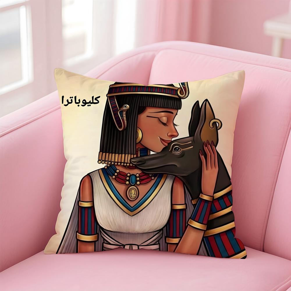 Ancient Egyptian Art Cushion Cover Pillow Case Soft Skin Friendly Fabric Concealed Zipper