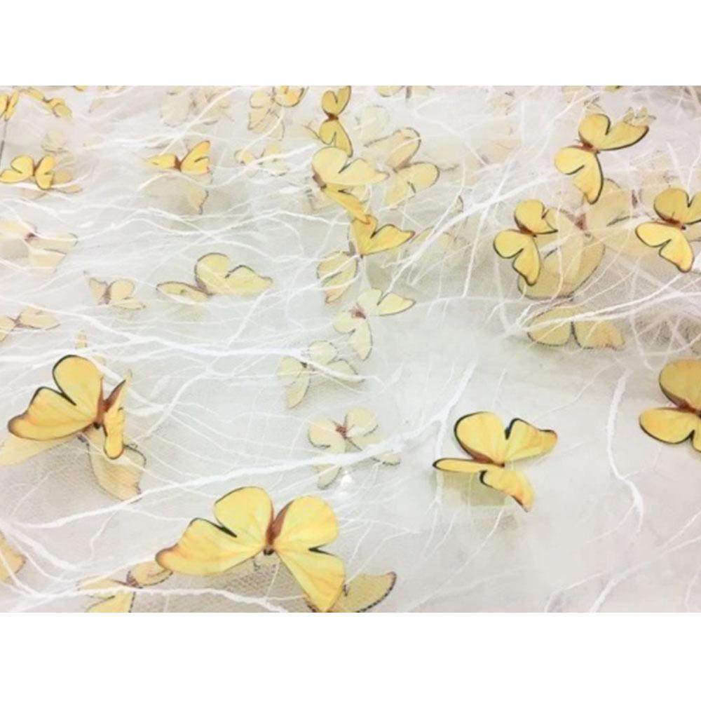 High Quality Black Transparent Blue 3D Butterfly Flower Lace Mesh Fabric Wedding Dress Fashion Costume Designer Embroidery Tulle