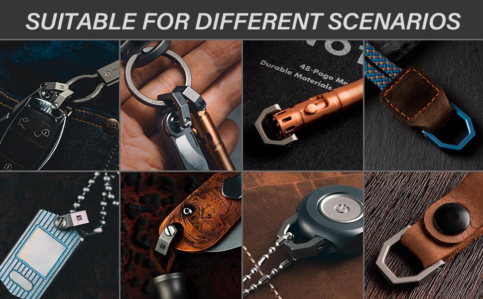 [MecArmy] Key Ring Titanium D Shape 16.5mm Stone Washed CH2