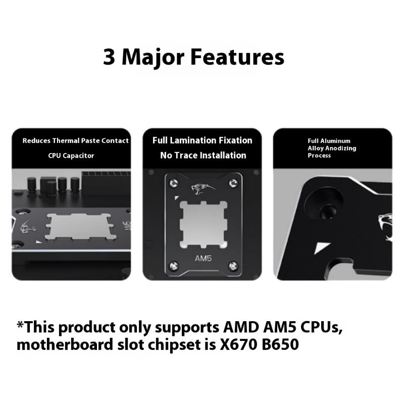 1 Set Black Amd Fastener Anti Bending Bracket Pressing Plate Cnc Aluminum Am5 Cpu Bending Corrector Frame