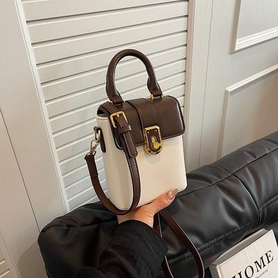 Mini geantă pentru telefon de culoare simplă, în contrast, pentru femei, cu clapetă din piele PU, genți casual, cu ruj, poșetă New Lady