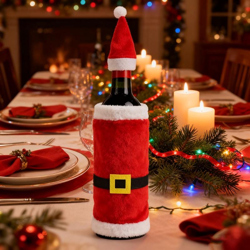 29cm Wine Gift Bag Christmas Wine Bottle Bag Decoration Xmas Party Banquet Ornament for Navidad New Year 2025 Penguin Santa Clau