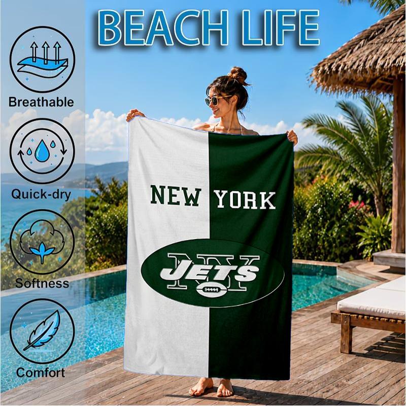 Jets Football Beach Towel, Microfiber Beach Towel, Perfect For Pool, Beach, Travel, Home Decor Beach Party Fan gifts