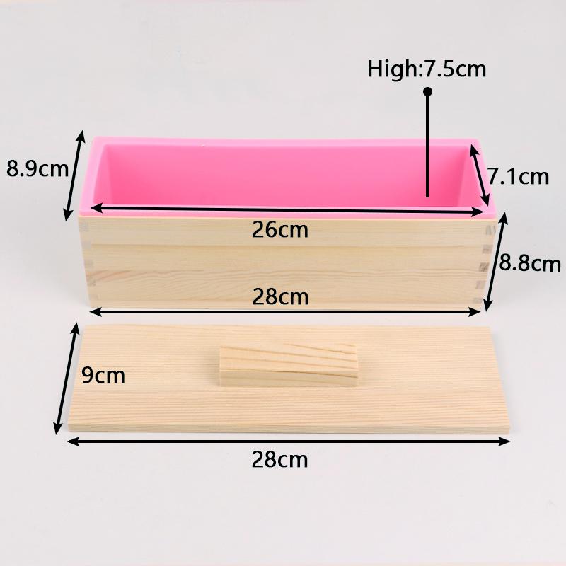 

1200ml Silicone Soap Mold Rectangle Wooden Box With Cover DIY Cake Toast Loaf Baking Supplies Handcraft Soap Making Form Mould