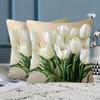 Vikama Soft Cushion Cover White Tulips In A Vase Design Ideal For Sofa Living Room Bedroom Decorative Throw Pillow Case