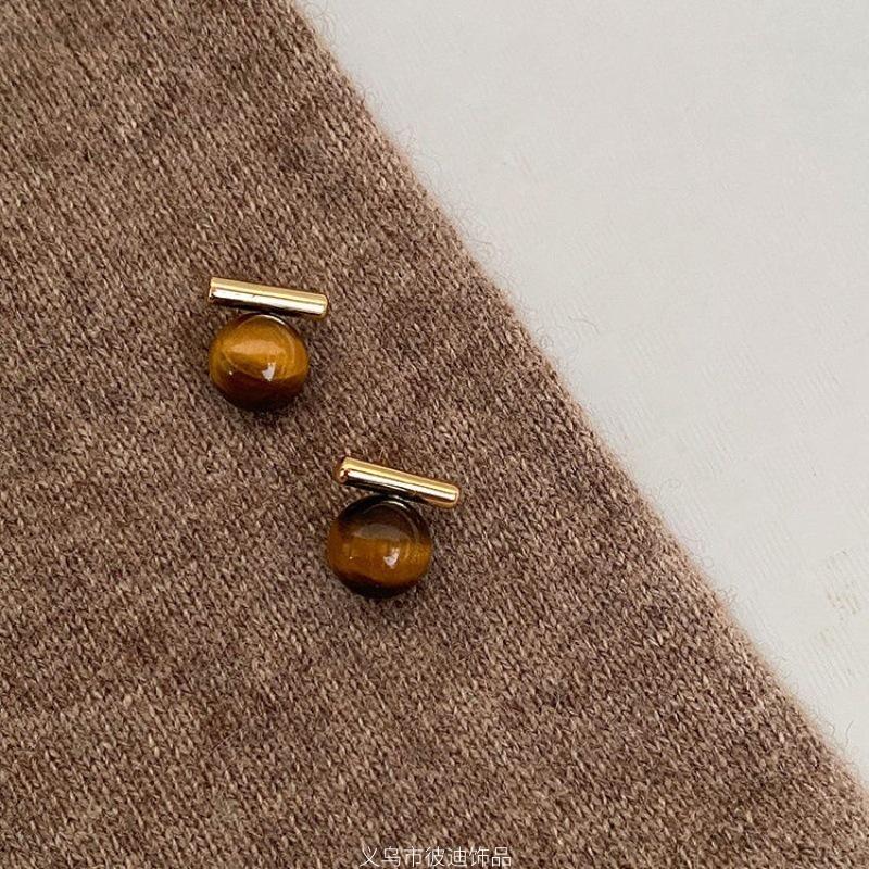 Σκουλαρίκια Καραμελέ Καστανιά Maillard Μάτι Τίγρης Οβάλ Καρφωτά – Γυναικεία Ρετρό Φθινοπωρινά/Χειμερινά Κοσμήματα 2025