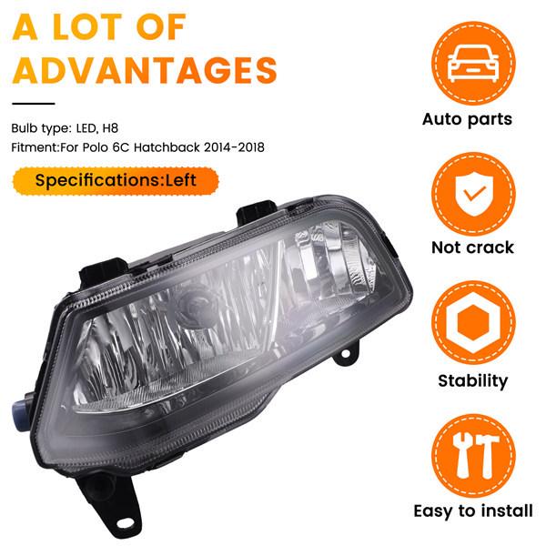 6C0941661D Fog Light for 2014-2018 VW Polo 6C Hatchback Front Left Bumper