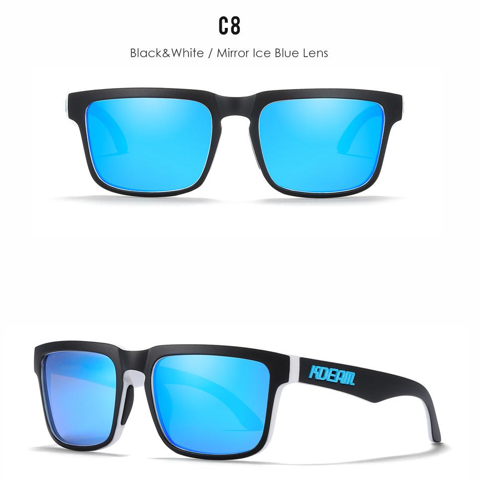 KDEAM Brand Men Square Polarized Sunglasses Colorful Design Cool Fashion Women Shades Summer Sun Glasses Mirrored Coating Lens