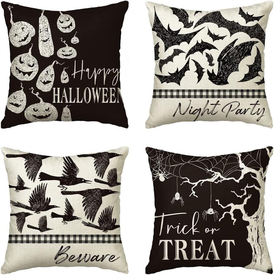 Neue Halloween Dekoration Zuhause Leinen Kissenbezug Lustiger Kürbiskopf Sofa Kissenbezug Kombination