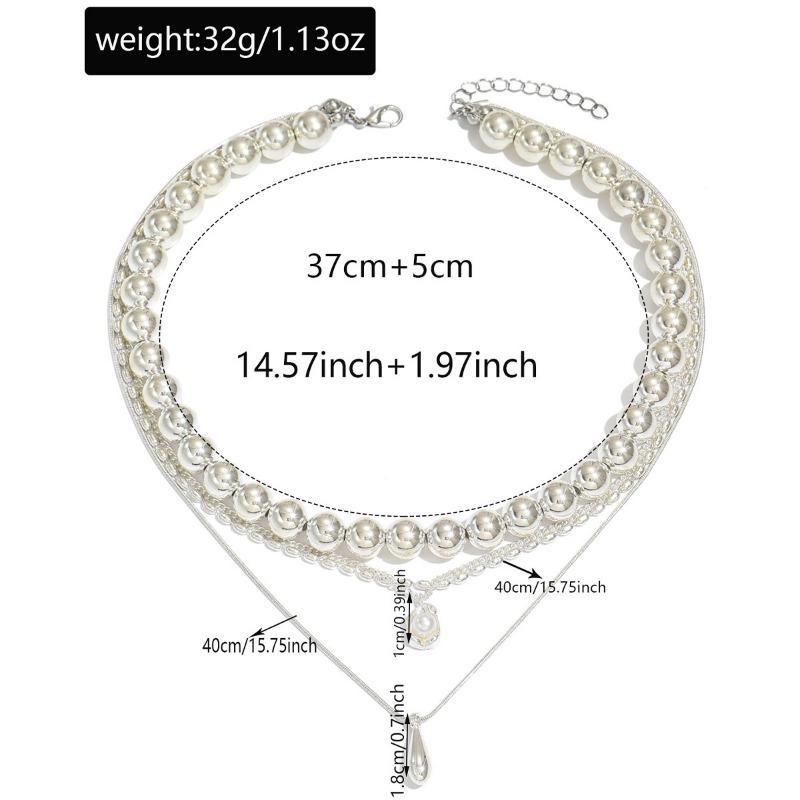 Stacked water drop necklace, hot-selling fashion multi-layer design pendant, women's versatile beaded necklace jewelry