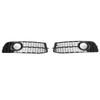 2pcs Front Foglight Grille Left Right Mesh Style Glossy Black Replacement for A6 C6 2008‑2011