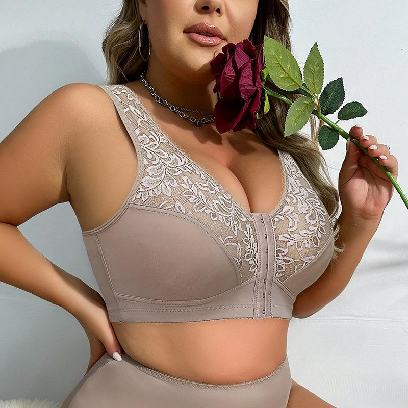 Large Breasts Make You Look Smaller Plus Size Seamless Underwear Front Buckle Ultra-thin Lace Bra Full Coverage No Wire Bra