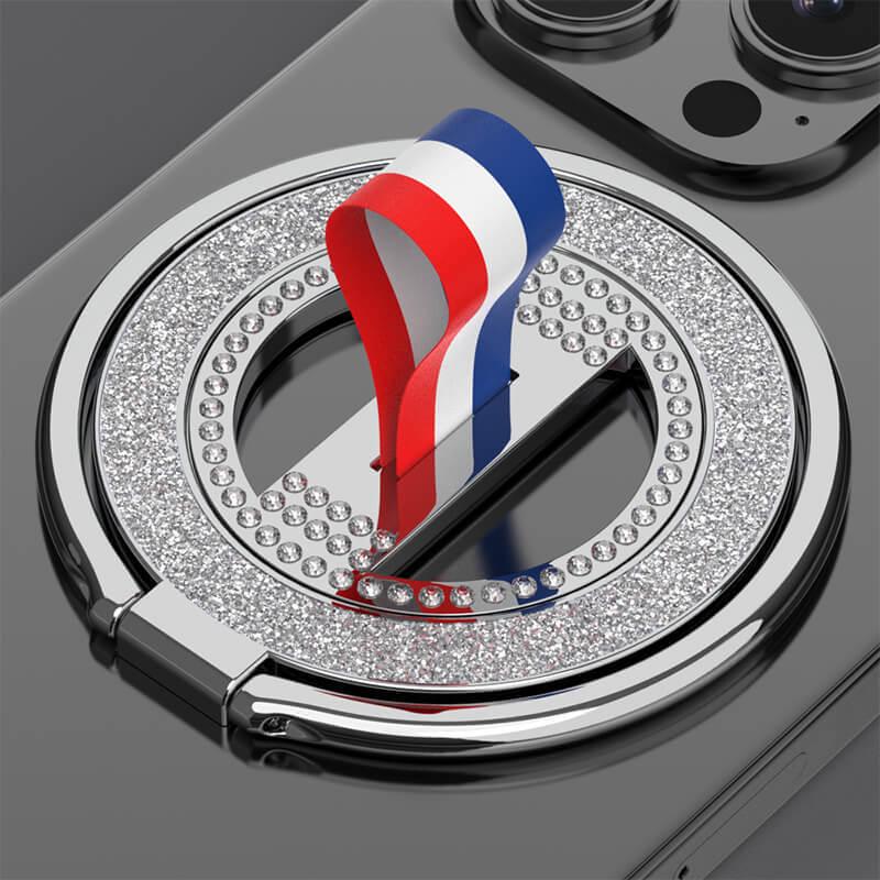 360° Rotating Glitter Diamond Ring Buckle Phone Holder with Magnetic Magsafe Compatibility Diamond-Inlaid Handle Holder
