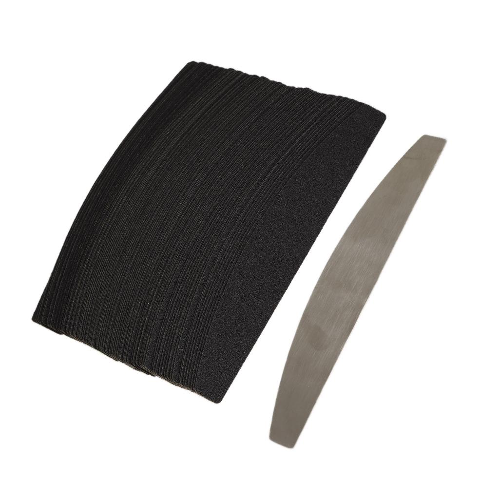 100pcs Replaceable Nail File Set Half Moon Nail Files Reusable Stainless Steel Baseboard