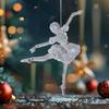 Hanging Ballet Girl Ornament Clear Crystal Christmas Pendant Large Tree Decoration for Holiday Winter Wonderland