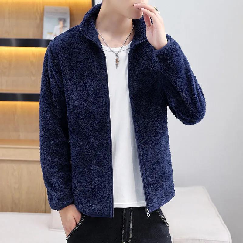 Thick Velvet Jacket Men Loose Autumn Winter Style Men's Stand-up Collar Polar Fleece Jacket Double-sided Velvet Top