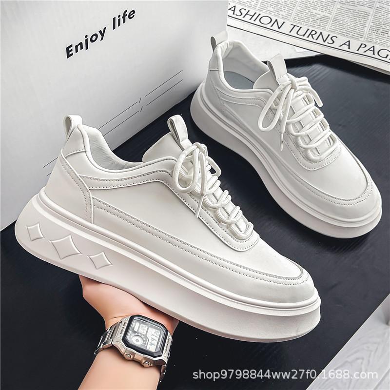 

2025 summer new men s thin sports shoes casual trendy shoes versatile breathable thick-soled soft-soled white shoes men 44 білий