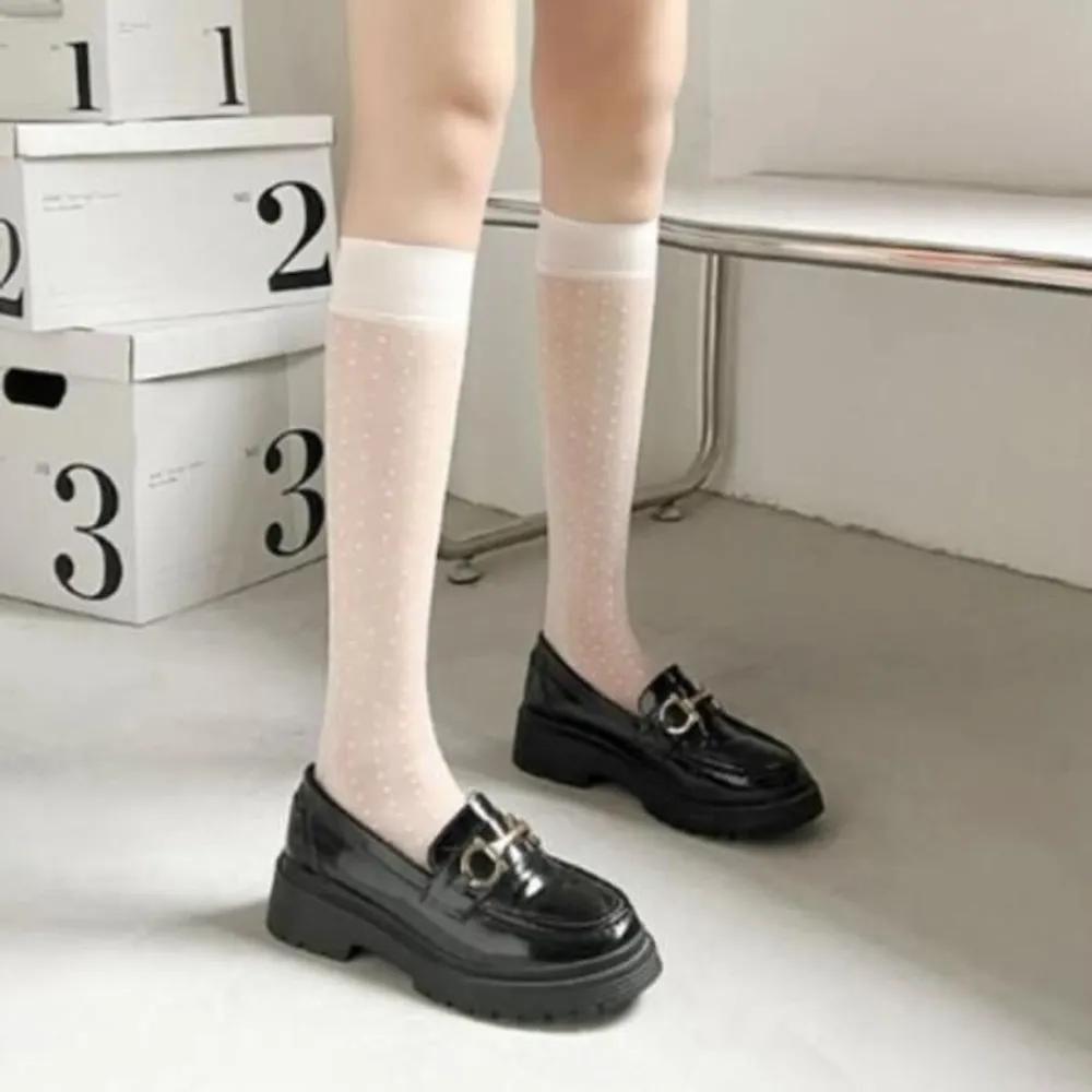 Women s See-through Design Knee Socks Daily Fashion Socks Black Chain/FREE