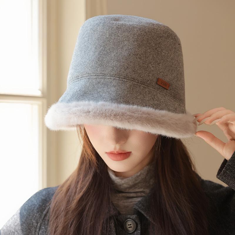 Winter Hat Women's Velvet Thickened Burr Bucket Hat Warm Bag Head Ear Protection Fashion Basin Hat