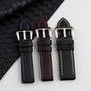 Carbon Fiber Pattern Genuine Leather Watch Strap 18mm 20mm 22mm 24mm Black Cowhide Watchband Bracelet Watch Accessories for Men