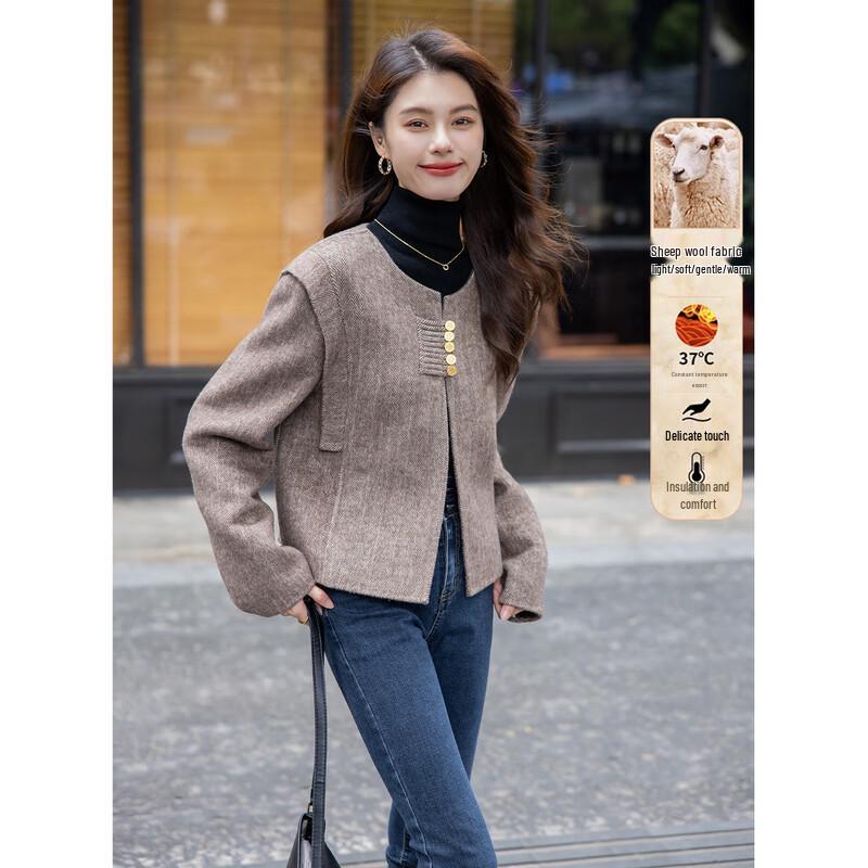 Mokana Women's Elegant Short Wool Coat