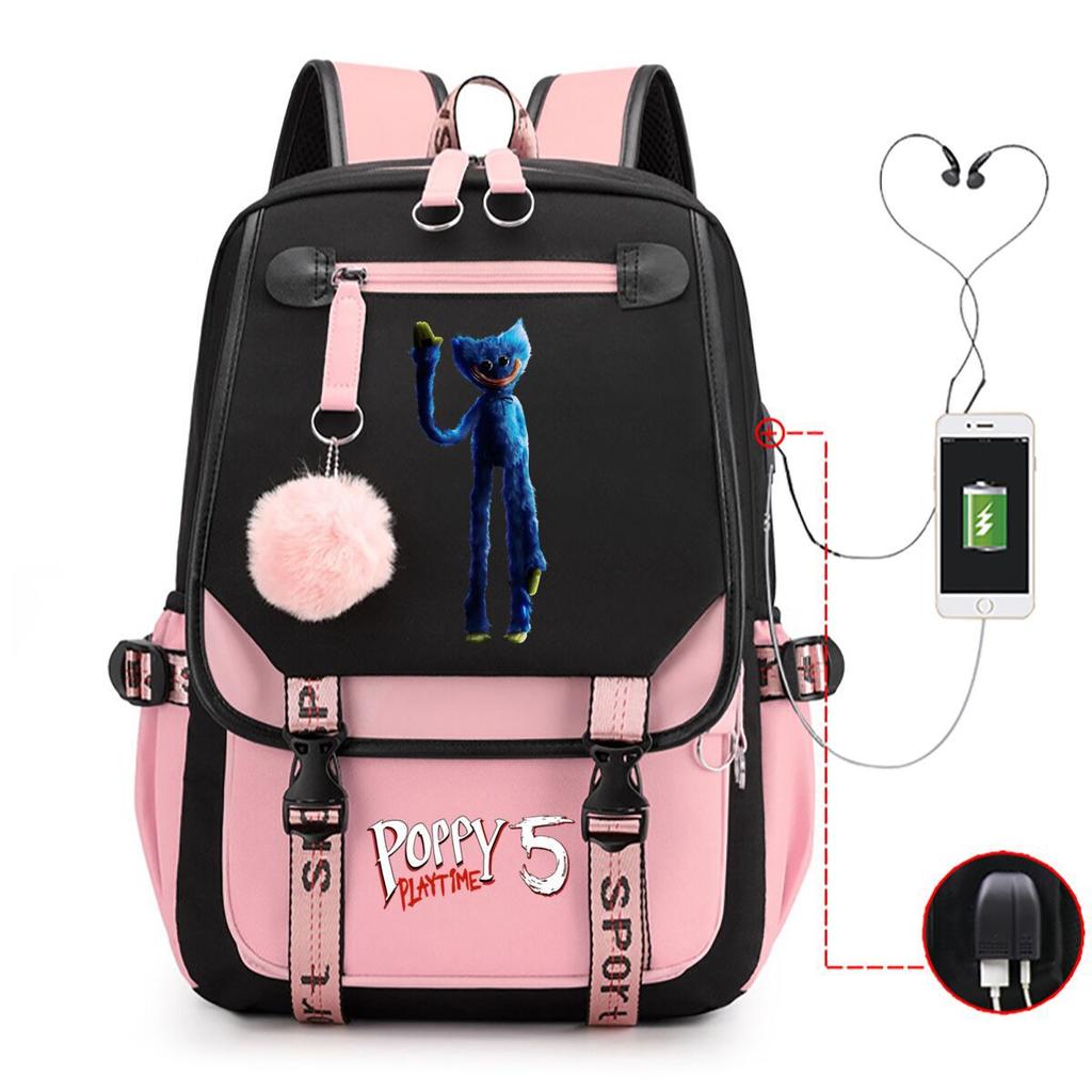 Zaino capiente con tracolla; set astuccio a tre pezzi per studenti