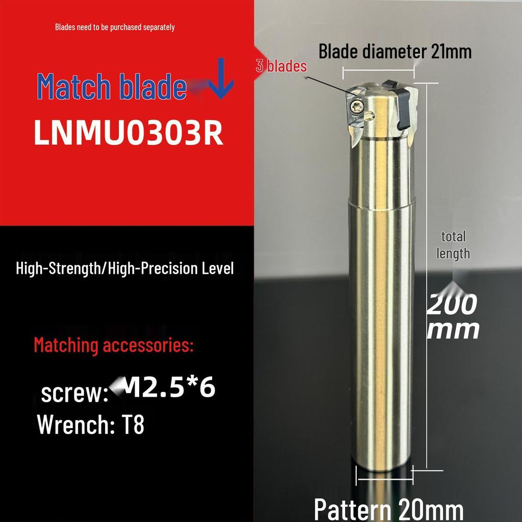 Shock-Resistant Fast Feed Milling Cutter Holder with Double-Sided Exn03R Toshiba lnmu0303 Insert for 4NTE90 Roughing.