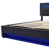 Upholstered Bed 140 X 190cm, with USB Port (Supports Wireless And Wired Charging), with LED Lighting And Storage Space, Without Mattress, Faux Leather