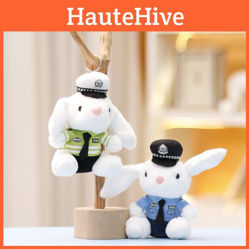 Delightful Rabbit Plush Keychain Police And Firefighter Doll Suitable Kid Gift