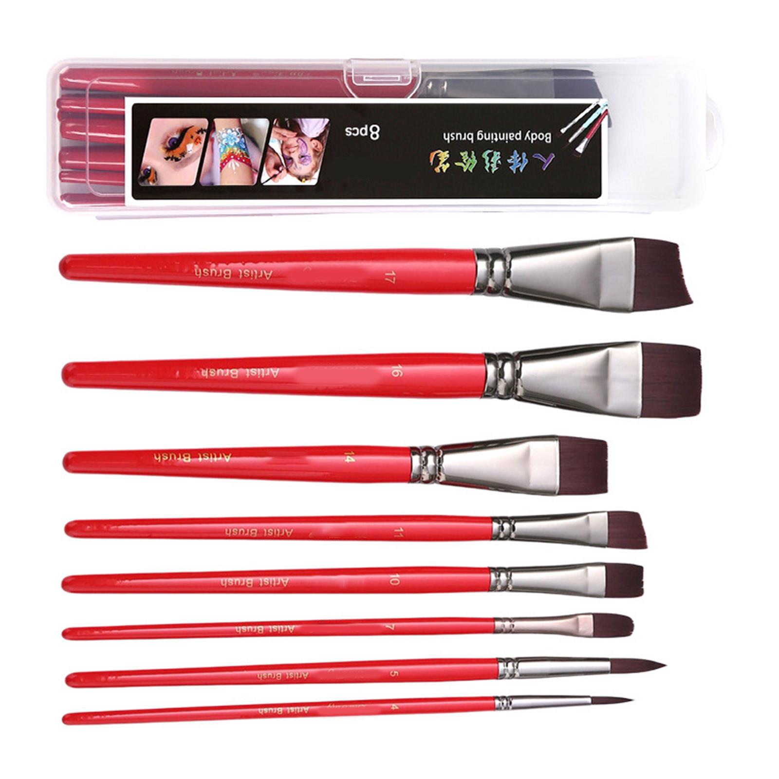 

8 шт. Художественные кисти для рисования, кисть для рисования человеческого тела, нейлоновая кисть для рисования волос, кисти для рисования лица, принадлежности для рисования