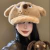 Thickened Puppy Baseball Cap Plush Octagonal Cap Cute Peaked Cap  Outdoor