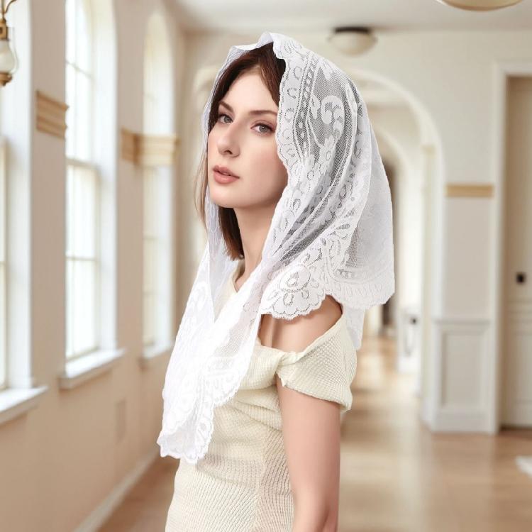 Lenço Bordado Elegante Cobertura Triangular para a Cabeça Lenço Multifuncional Tecido de Poliéster Para Festa de Casamento