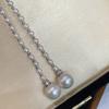 Elegant Neckline Enhancing 3-4mm Natural Pearl Choker Lariat 925 Silver Cz Accent 10-11mm Edison Pearl Tassel Versatile Necklace